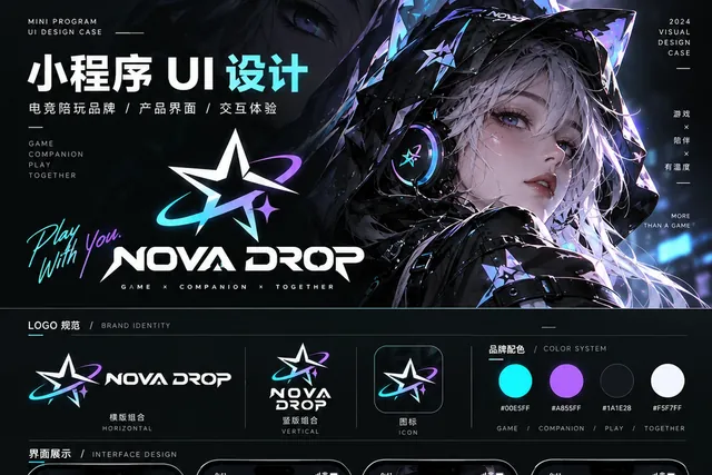 NOVA DROP · 紫蓝霓虹陪玩小程序商城概念