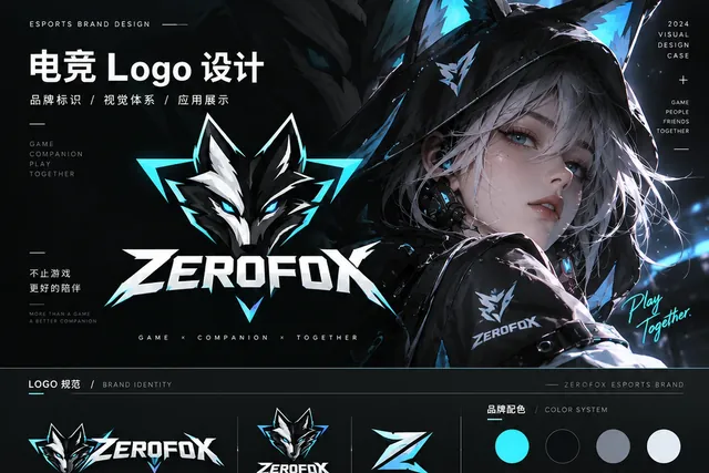 ZEROFOX · 赛博蓝黑电竞品牌 Logo 设计